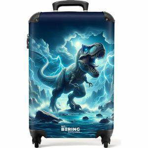 Handbagage koffers NoBoringSuitcases.com® Kinderkoffer jongen Blauwe dino Kindertrolley jongens Handbagage koffer lichtgewicht Reiskoffer trolley kinderen Rolkoffer met wieltjes Past binnen 55x40x20 en 55x35x25